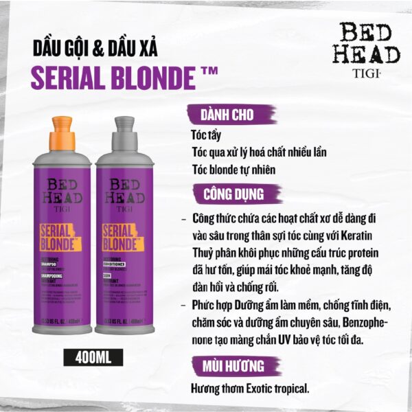 Dầu Gội Xả TiGi Serial Blonde Restoring 400ml - Image 5