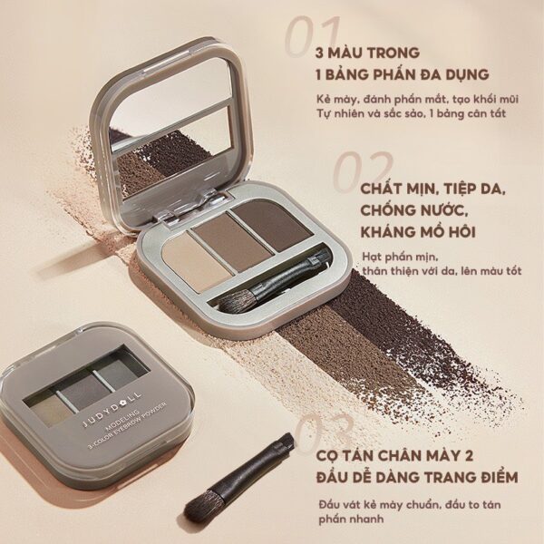 Phấn Mày Judydoll 3-Colour Eyebrow Palette 2.4g - Image 4