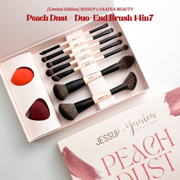 Bộ cọ Jessup x Yaatea Limited Edition Peach Dust 7c + 2 mút - Image 3