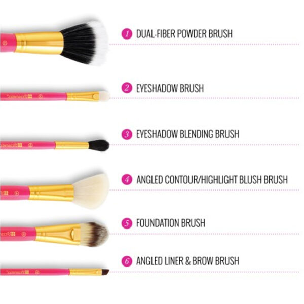 Bộ Cọ BH Cosmetics Neon Pink 6 cây - Image 2
