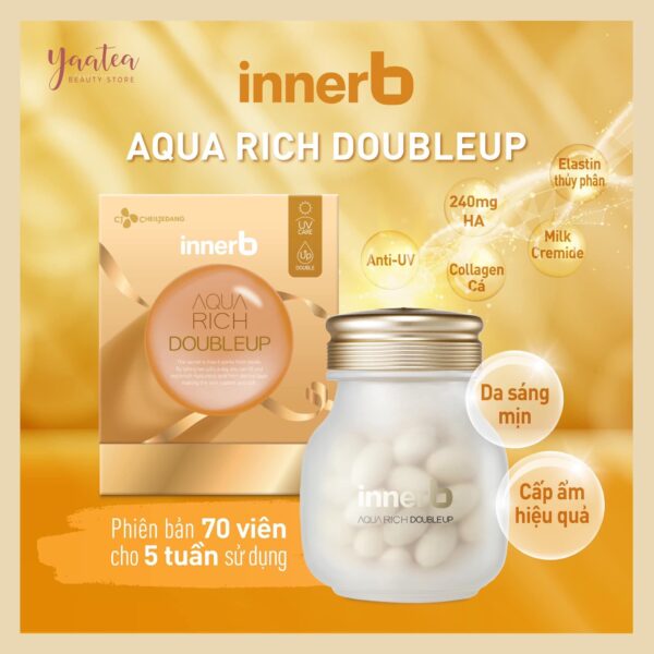 Viên Uống Cấp Nước, Bổ Sung Collagen, Bảo Vệ Da Khỏi Tia UV Innerb Aqua Rich DoubleUp 70 Viên - Image 5