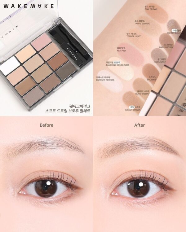 Bảng Phấn Mày Wakemake Soft Drawing Brow Palette - Image 6