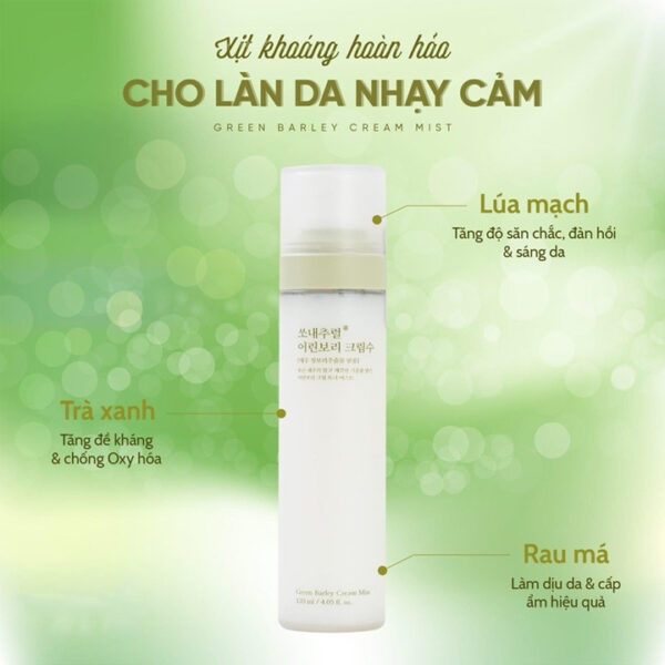 Xịt Khoáng So’Natural Green Barley Cream Mist 120ml - Image 2