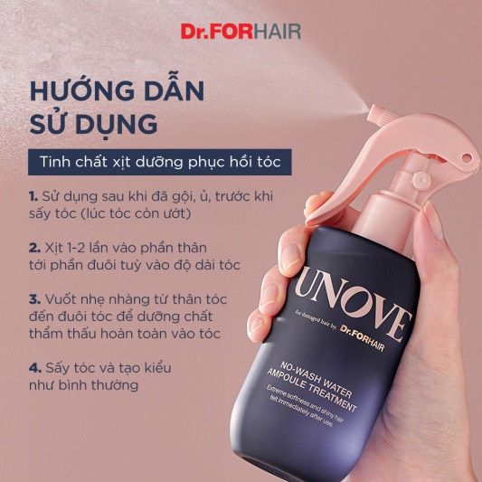 Xịt Dưỡng Tóc Dr. Forhair UNOVE No-Wash Water Ampoule Treatment 200ml - Image 4