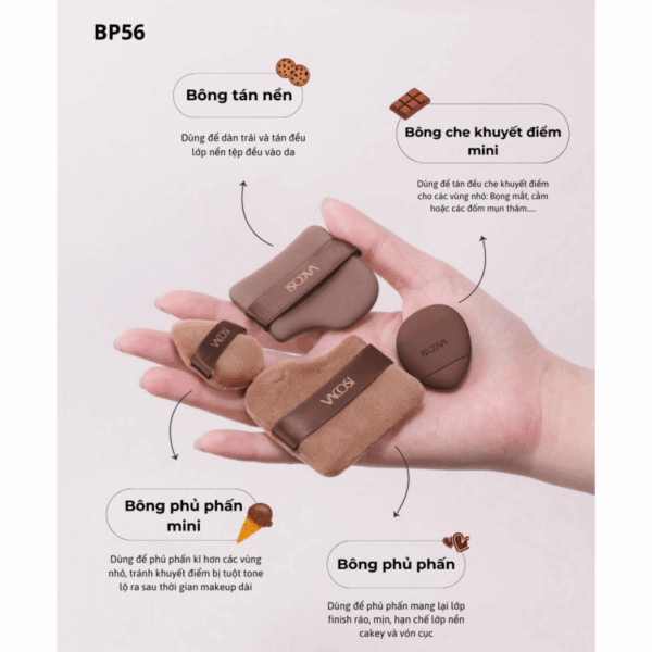 Set 4 Bông Trang điểm Vacosi BP56 - Image 6