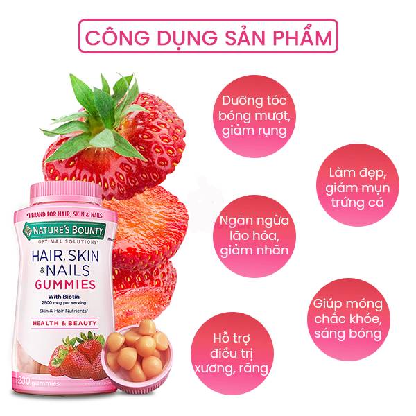 Kẹo Nature’s Bounty Hair, Skin & Nail Gummies 230 viên - Image 2