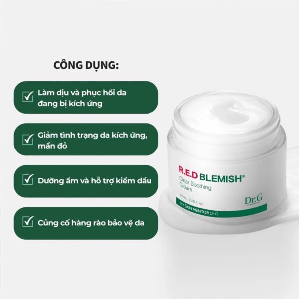 Kem Dưỡng DrG RED Blemish Clear Soothing Cream 70ml - Image 2